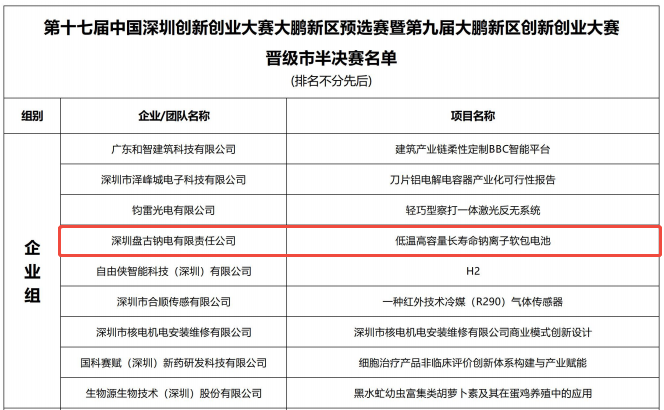 盤古新能源在深圳創新創業大賽（深創賽）中成功晉級半決賽