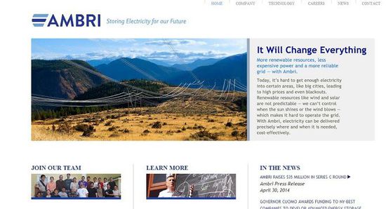 液態金屬電池初創公司Ambri獲得C輪融資3500萬美元