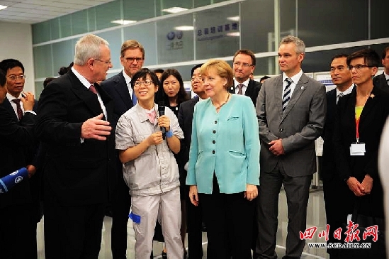 德國總理默克爾考察一汽-大眾成都分公司 試乘新捷達