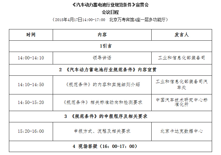 工信部:17日召開《汽車動力蓄電池行業規范條件》宣貫會 工信部:17日召開《汽車動力蓄電池行業規范條件》宣貫會
