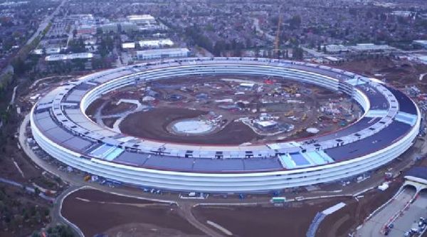 蘋果Campus 2 飛船總部4K無人機捕捉禮堂鏡頭