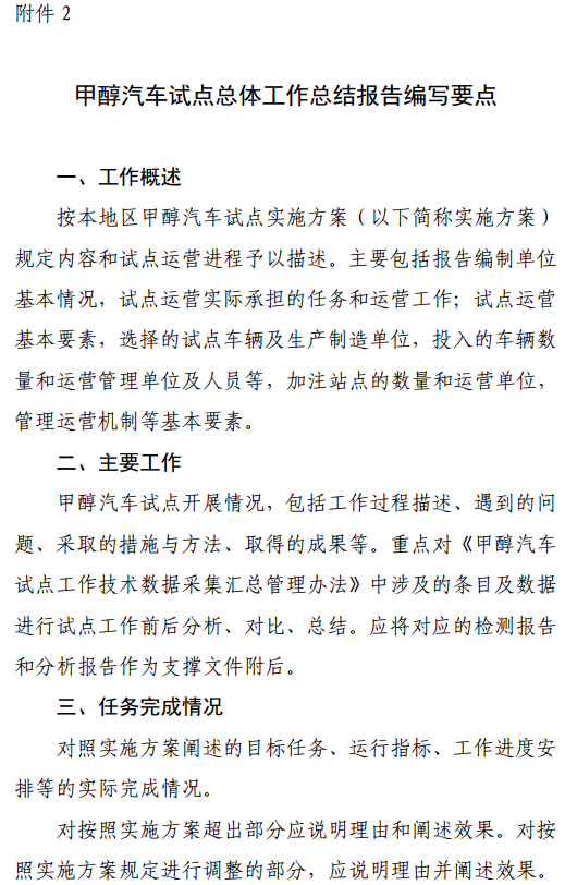 2.甲醇汽車試點(diǎn)總體工作總結(jié)報(bào)告編寫要點(diǎn)