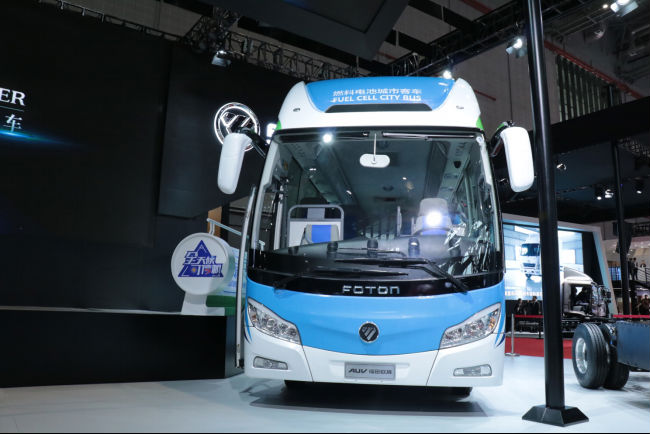 福田歐輝8.5米氫燃料電池客車亮相上海國際車展