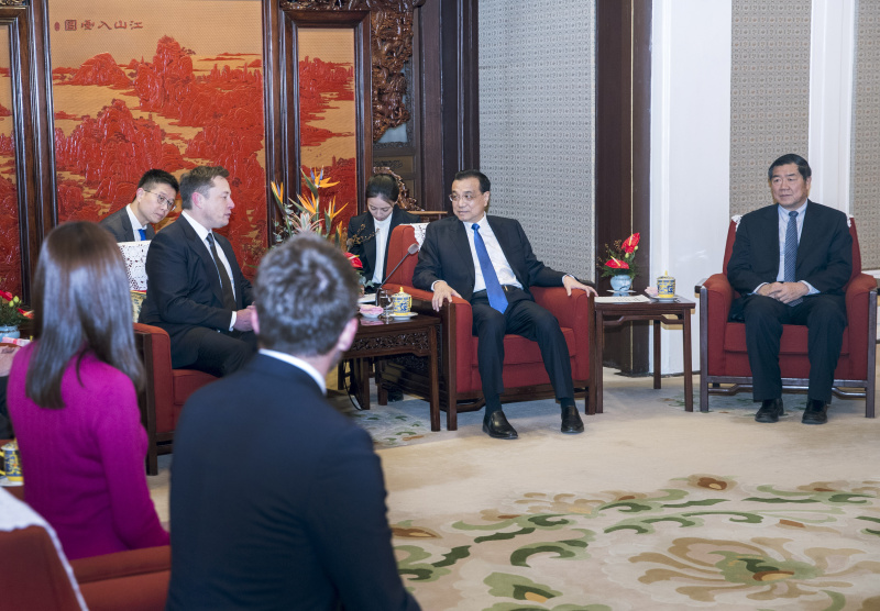 李克強在中南海會見美國特斯拉CEO馬斯克
