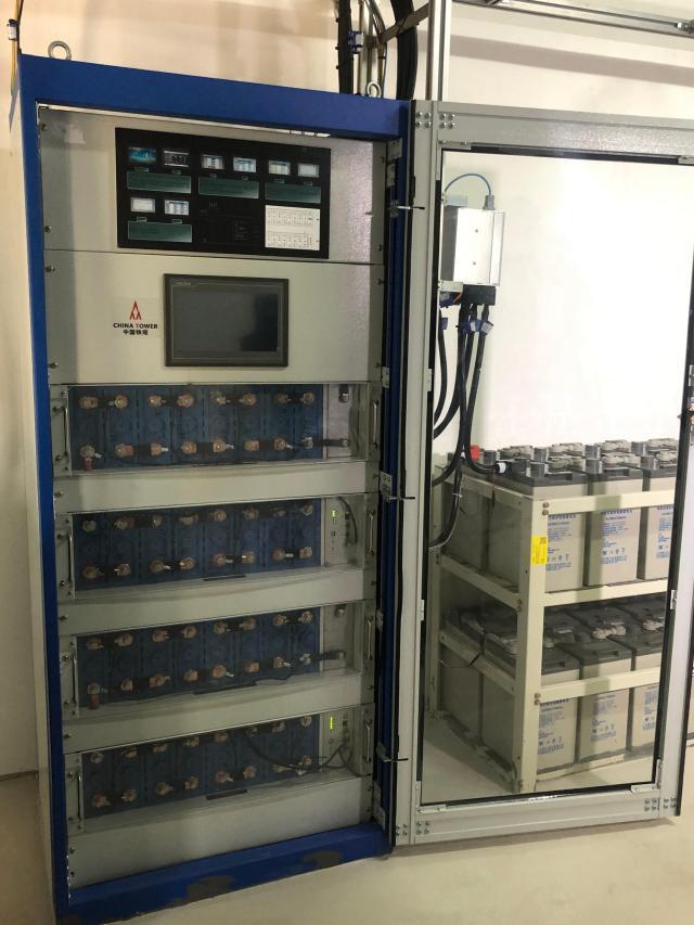 通信基站的機(jī)房?jī)?nèi)正用于備電使用的梯次電池