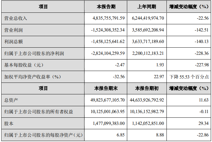 天齊鋰業2019年度主要財務數據和指標（單位：元）
