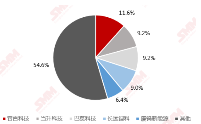 2020年三元材料生產商前五名市占率