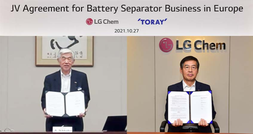 LG化學(xué)與日本東麗成立隔膜合資公司：年產(chǎn)能8億㎡ 投資超1萬億韓元