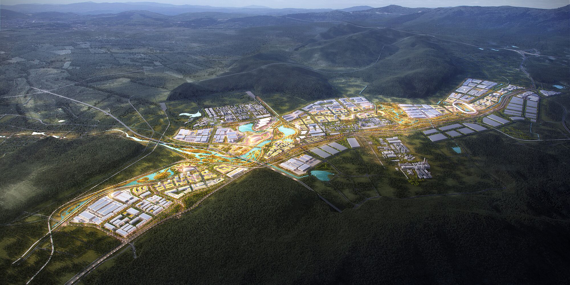 昆明安寧新能源電池產業工業園區規劃俯瞰圖