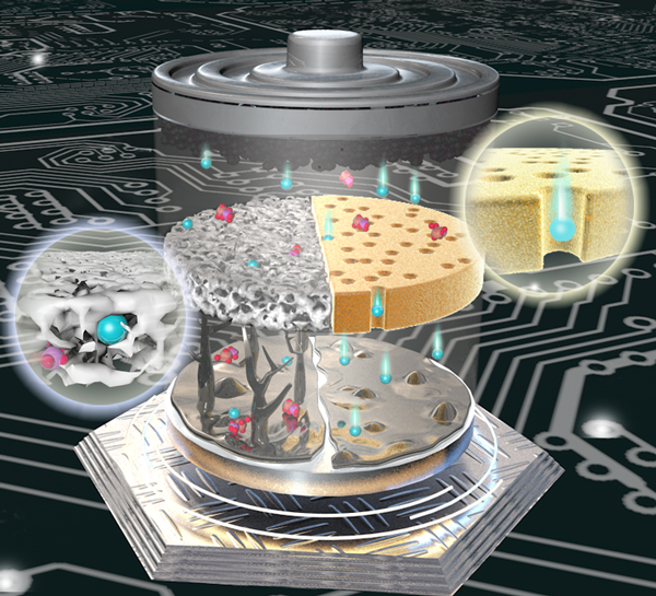 離子管理膜和傳統多孔隔膜的離子傳輸特性和陽極表面鋰沉積行為示意圖 圖片來源：中國科學院近代物理研究所