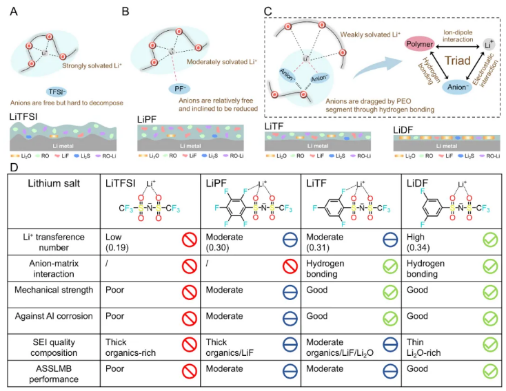 圖2 選擇性氟化鋰鹽的溶劑化結構和優(yōu)勢總結